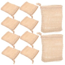 minkissy Bolsa Exfoliante de Jabón 10 Piezas Tamaño 9x14 Cm Algodón y Lino Cordón Colgante para Cuidado Corporal y Exfoliación en Baño Color Aleatorio