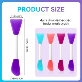 Silicone Face Mask Applicator, 4 PCS Double-End Mask Brushes for Facial Mud Mixing Spatula Soft Makeup Beauty Brush Tools for Apply Skincare Cream,Lotion, Gel, Cosmetic Foundation (4 Colors)
