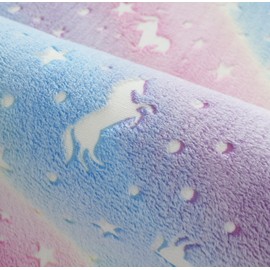 GGBOND Luminous Carpet Glow in the Dark Rainbow Pony Stars Rugs, Short Plush Sponge Sandwich Soft Comfortable, 60x120cm