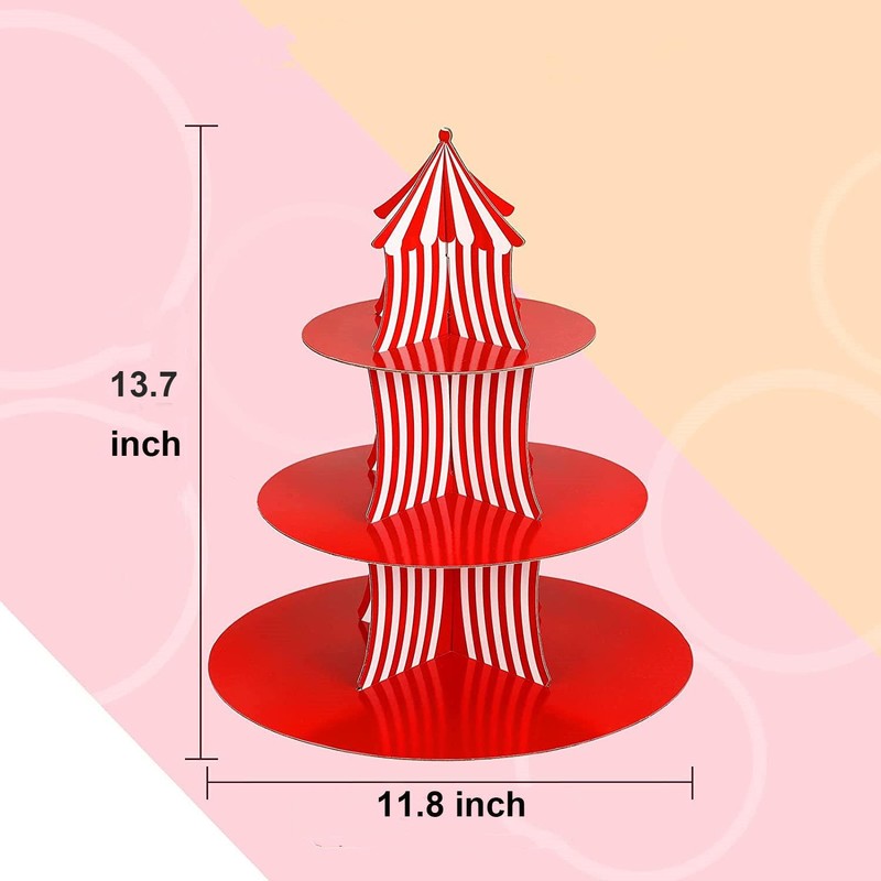 YUKOUQIAN 3-layer Cupcake Stand Circus Carnival Birthday Party Cupcake Dessert