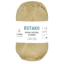 Estako Royal Cotton Classic, 100% Giza Cotton Yarn, Soft, Super Fino 1 for Crochet and Knitting 3.52 Oz (100g) / 273 Yrds (250m) (4052)