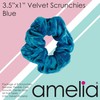 Amelia Beauty, Blue Velvet Scrunchies, Medium 3.5in, Gentle on Hair,