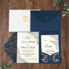 DORIS HOME 50pcs Laser Cut Wedding Invitation Pockets with Envelopes