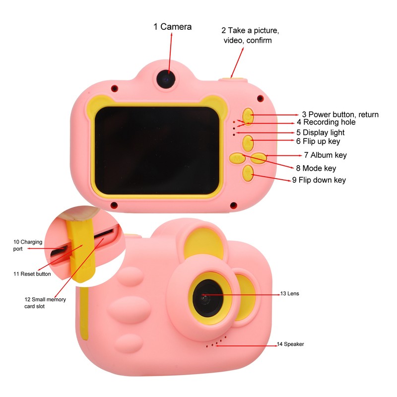 Kids Camera 12MP Dual Front Rear Lens 1080P Children Digital