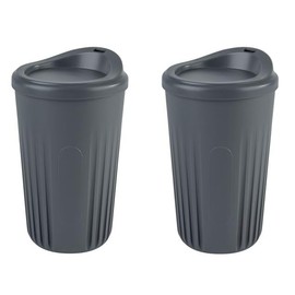 APS 67553 To Go Reusable Cups Set of 2 Cups + 2 Lids 400 ml Polypropylene Anthracite