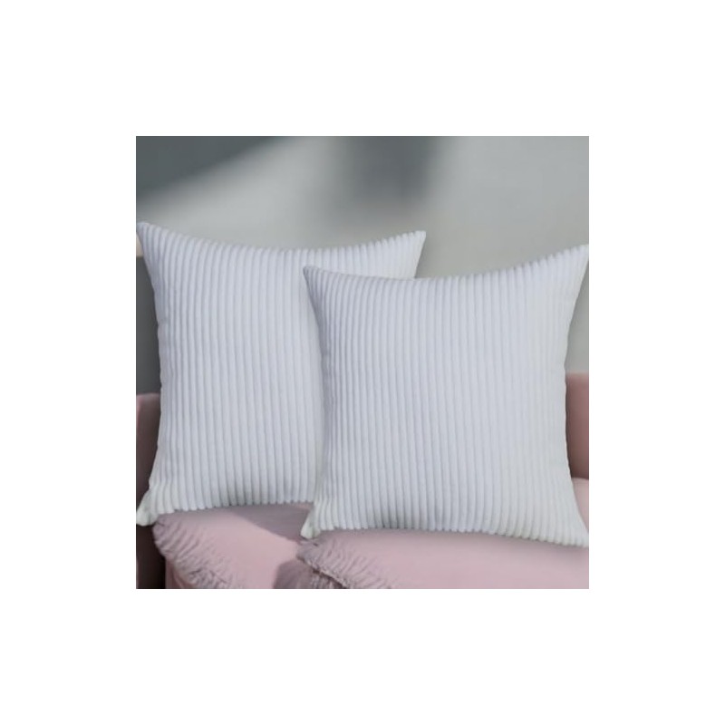 Seechoo Corduroy Cushion Covers, Set of 2, 45 x 45