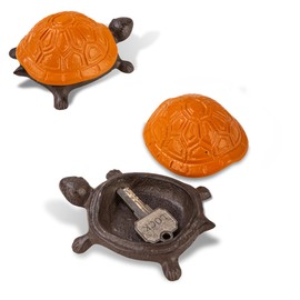 Spare Key Hiders Outside Cast Iron Turtle Hidden Key Holder for Outdoor, Yard, Patio Hide A Key and Decoration Garden,Orange
