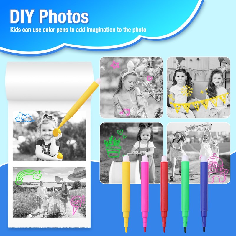 5 Rolls Kids Instant Camera Refill - HD Thermal Print