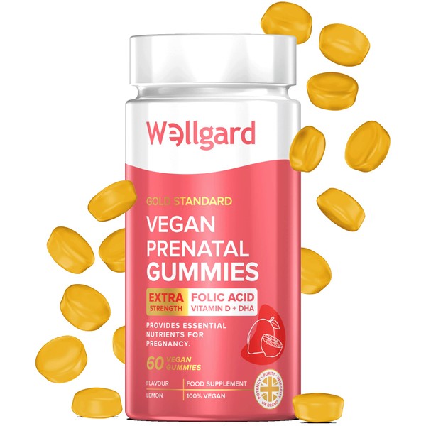 Vegan Prenatal Gummies by Wellgard - Pregnancy Vitamin Gummies for Women, DHA, Folic Acid, Vitamin D3, UK Formulated