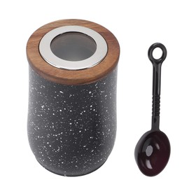 Coffee Bean Canister Airtight Stainless Steel Visible 800ml with Spoon Coffee Bean Container for Tea Sugar Food Black Spray Dot