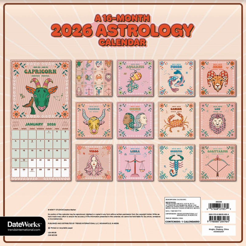 2026 Astrology Wall Calendar