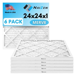 NAIZEN Air Filter Replacement Set, 24x24x1 inches, MERV 8, 6 Pack, Pleated.