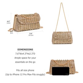 Sweetovo Rhinestones Clutch Purses for Women Chain Shoulder Bags Sparkly Evening Bags for Cocktail Prom Party Wedding (Gold)