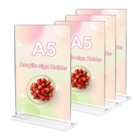 YGKYMVW A5 Table Stand, Pack of 4, Acrylic Menu Card Holder, Postcard Stand, A5 Acrylic Stand, A5 Display Stand, Flyer Stand for Photos, Office, Restaurant, Cafe Shop (21 x 150 cm)