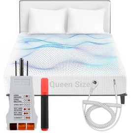 Grounding Fitted Bed Sheet Set by Earth Sheets |12% Silver Fiber, 4% Silk & 84% Organic Cotton |EMF Protection| Includes COILED Expandable cord,Socket tester,Conductivity Pen (Queen (60" x 80"))