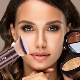 Banidy Pincel de Maquillaje Kabuki Cepillos Faciales Retráctil Rubor de Viaje Brocha Kabuki Portátil Impecable para Base, Rubor En Polvo, Bronceador, Pulido, Líquido, Crema, Libre de Crueldad Con Cubi