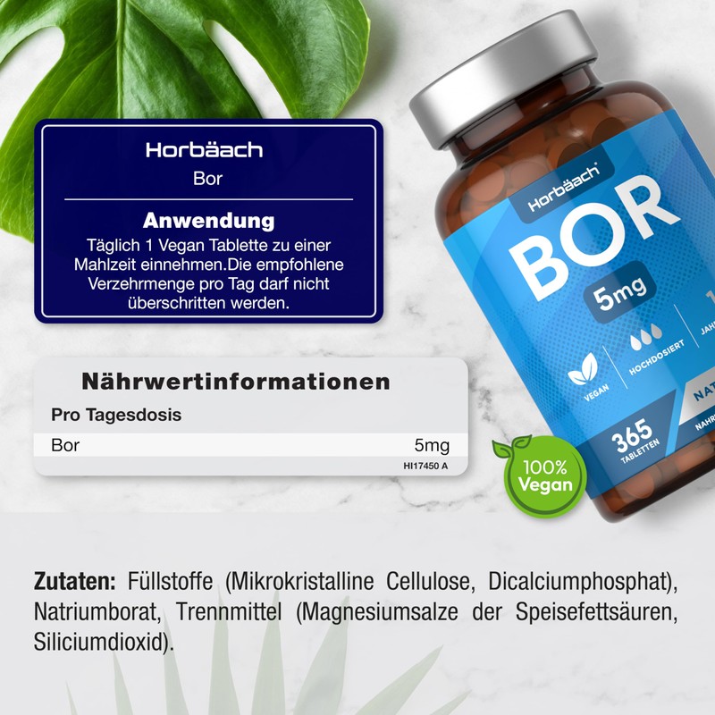 Boron Tablets High Dose 5mg | 365 Vegan Tablets |