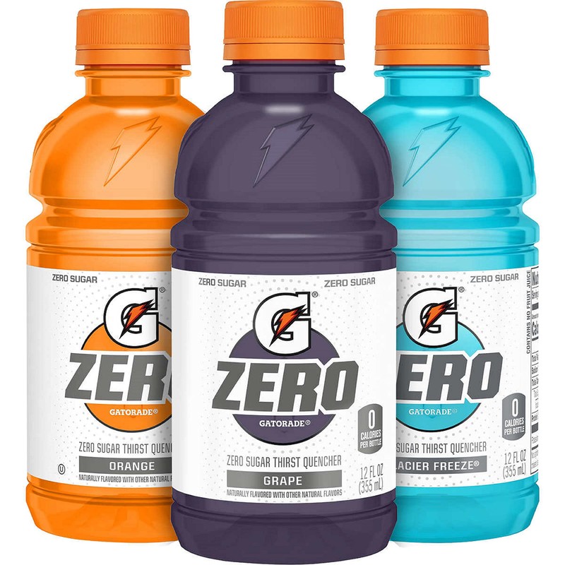 Gatorade Zero Sugar 12oz Three Flavor Variety Orange, Glacier Freeze