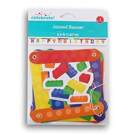 Colorful Building Bricks Blocks Party Jointed Happy Birthday Banner - 5.5 Feet