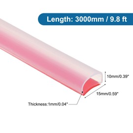 PATIKIL Silicone Weather Stripping Door Seal, 9.8 ft D Shape Weather Stripping Self Adhesive Door Seal Strip for Door Frame, Window Sealing, Large Gap, 0.59" Wx0.04 Tx0.39 H, Clear/Red