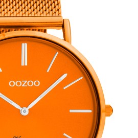 Oozoo Vintage Men's Watch – Men's Watch with 20 mm Mesh Strap – Analogue Men's Watch in Round – Also Suitable as a Women's Watch, orange, groß, Bracelet