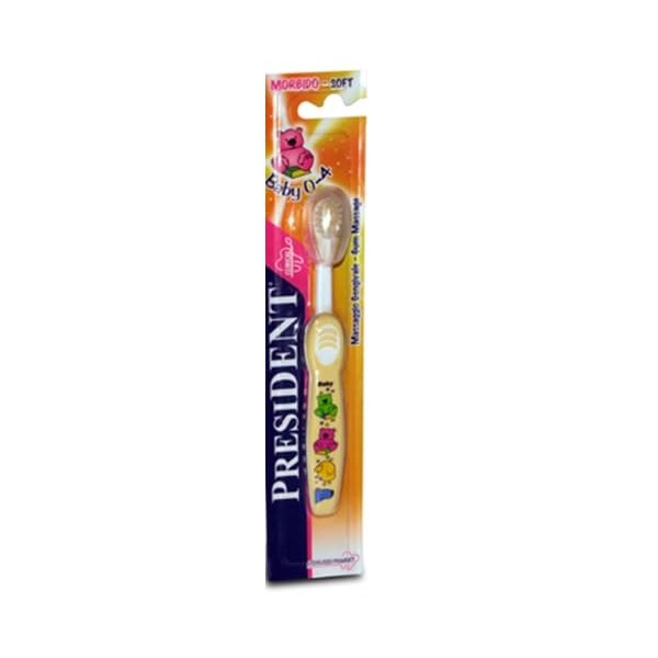 President baby brush for children 0-4 years yellow or pink,