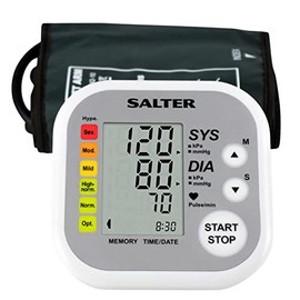 Salter BPA-9201-GB Automatic Arm Blood Pressure Monitor, 22-42 cm Cuff, Easy to Read Display, Heartbeat/Hypertension Indicator, 2 x 60 Memories, Average Results, Based on WHO Guidelines, Use at Home
