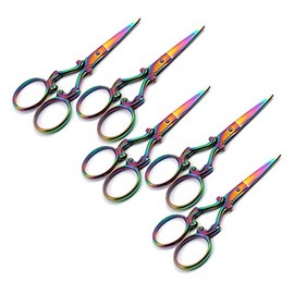 AAPROTOOLS Set of 5 Multi Titanium Color Rainbow Sewing Embroidery Scissors 3.5" Various Styles A+ Quality