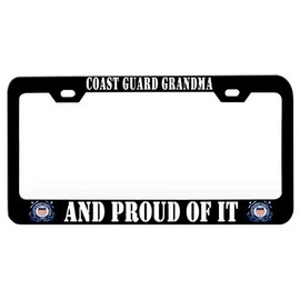 Custom Brother - Coast Guard Grandma and Proud of IT US Coast Guard Black Steel Metal License Plate Frame Auto Car SUV Tag Holder, U76