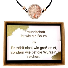 ONDEGO® Lebensbaum silber rosegold Freundschaft HANDMADE in GERMANY Armband Freunde beste Freundin Freundschaftsarmband Weihnachtsgeschenk (Armband Rosegold)