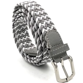 LisaModa Children's Stretch Braided Belt Boys Girls Teenagers Elastic Many Colours, Grey White 22