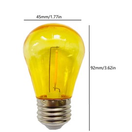 Lxcom Lighting S14 Yellow Christmas Replacement Bulb 1W Vintage LED Edison Bulbs E26 Medium Base Decorative Vintage Filament String Lights for Patio Outdoor Light Bulbs, 16 Pack(Yellow)