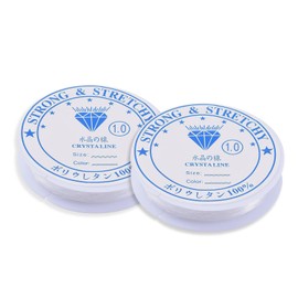 Rubber Thread for Bracelets, Elastic Band for Bracelets, Bracelet Elastic Cord for Pearl Jewellery Bracelets Crafts, Perlon Thread Transparent, Jewellery Thread, Roll 4 m, 2 Pieces (1 mm)