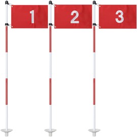 Golf Flagstick, 6 Ft Golf Hole Flags for Putting Green, Double Sided Golf Pin Flag for Yard with 5-Section Pole and Ball Retriever, 3 Pack (Number1/2/3)