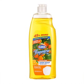 Clorox Fraganzia Liquid Dish Soap | Smells Great and Cuts Through Tough Grease FAST | Quick Rinsing formula Washes Away Dirt | A Powerful Clean You Can Trust, Orange Zest Scent, 22 Ounces