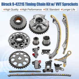 Blrack 9-4221S 13050-75010 Timing Chain Kit w/VVT Sprockets Compatible with 2005-2012 Toyota 4Runner Tacoma Hiace 2.7L L4 DOHC 2TRFE 16 Valve
