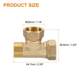 sourcing map Brass Tee Swivel Pipe Fitting, G3/4" (Female x Female x Male) 3 Way T-Connector Fitting Coupler for Air Conditioner Refrigeration Plumbing, 1pcs