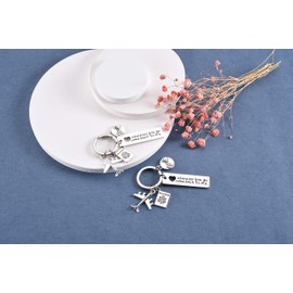 PiercingJak Keyring Engraved Wherever You Go Come Back To Me Little Finger Promise Plane Pendant Travel Flight Travel Gift for Travellers Pilots Flight Attendants Aviation Gift, silver