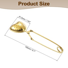 sourcing map 1 Pcs Heart Snap Tea Ball Infuser with Handle, Loose Tea Steeper, Stainless Steel Tea Strainer for Brew Loose Leaf Tea, Gold