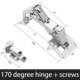 Generic 170 Degree Hidden Door Hinge - Concealed Cabinet Hinge for Hidden Cabinet Doors (2), Silver