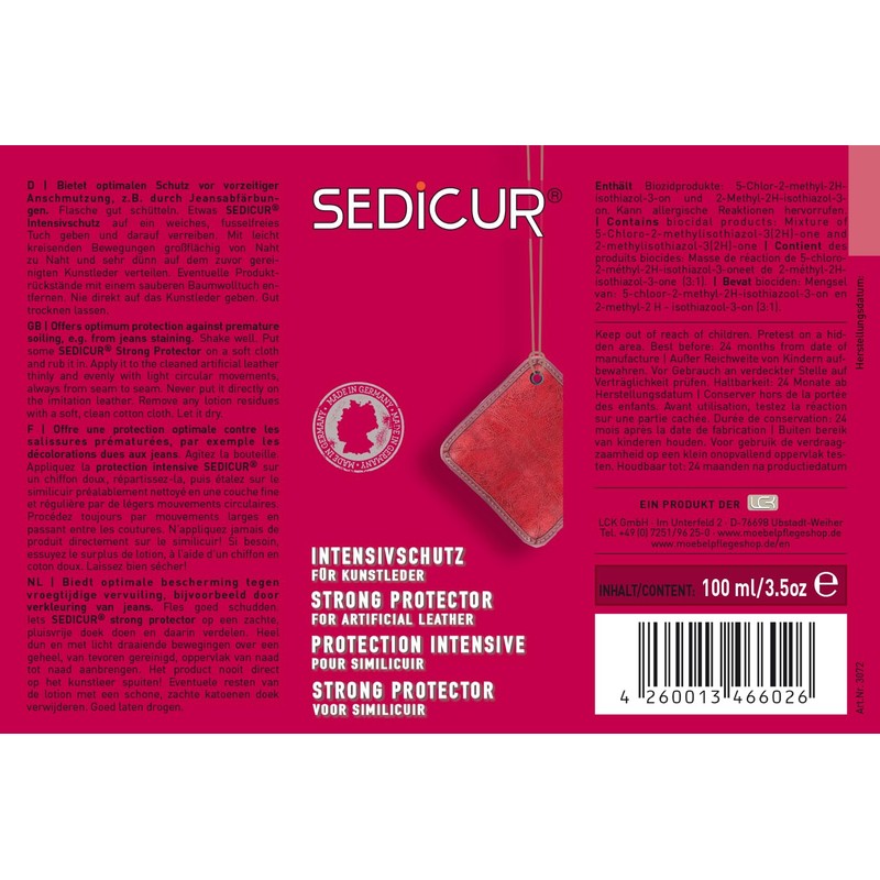 SEDICUR LCK Artificial Leather Intensive Protection for Protection Against Textile