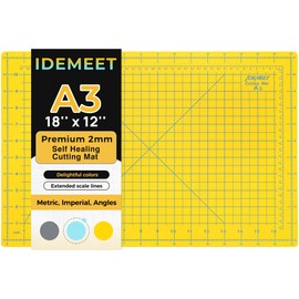 Premium Self Healing Cutting Mat 18'' x 12'', A3 Non-slip Sewing Mat for Quilting, 5-Ply Rotary Cutting Board Double-Sided for Crafts Cutting Fabric Scrapbooking Modeling Projects, Lemon Yellow