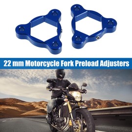 X AUTOHAUX 22mm Blue Aluminum Alloy Racing Motorcycle Rider CNC Fork Preload Adjusters for Most Motorcycle - Pack of 2