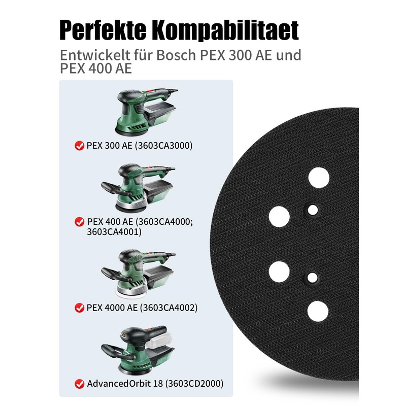 BESPOTCL 125mm Sanding Disc with 8 Holes and Hook and