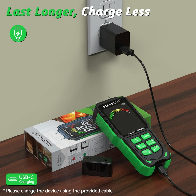 Rechargeable Moisture Meter for Wood, Walls & Hardwood – Accurate