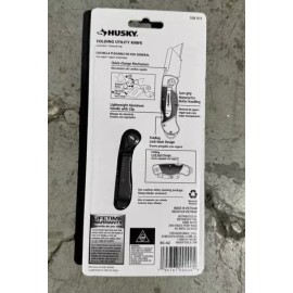 Husky Black Folding Utility Knife Lock-Back Textured Grip 10 Blades Included