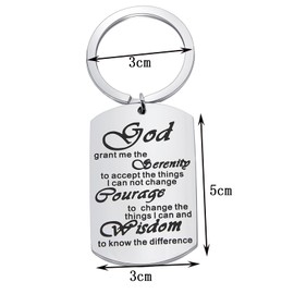 Zuo Bao God Grant Me The Serenity Prayer Quote Dog Tag Keyring Christian Religious Jewelry for Friend Family Member (Keychain)