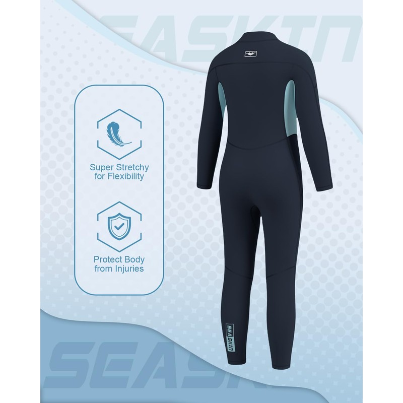 Seaskin 3mm Kids Wetsuit Thermal Swimsuits for Swimming Diving Surfing