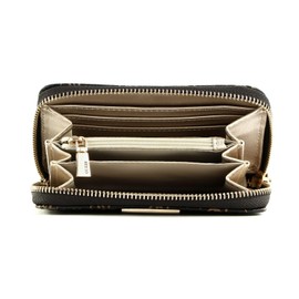 GUESS Women's Laurel SLG Medium Zip Around Bag, Brown logo, Standard size