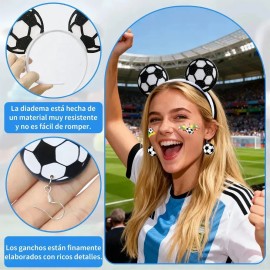 Atuajes 2026 Copa Mundial, Aretes Y Diademas Pelota Fútbol Blanco Atrezo Para Animar En Los Partidos De Fútbol